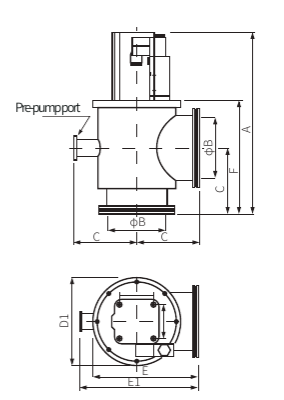 Клапан ISO-K63 пневматический угловой(нерж. сталь, сильф. упл.)   